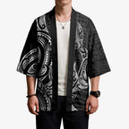 New Zealand Hammerhead Shark Kimono Maori Haehae Mangopare Black - Aussie Hoodie