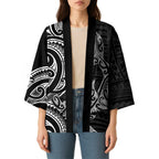 New Zealand Hammerhead Shark Kimono Maori Haehae Mangopare Black - Aussie Hoodie