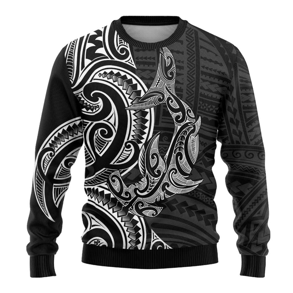 New Zealand Hammerhead Shark Ugly Christmas Sweater Maori Haehae Mangopare Black - Aussie Hoodie