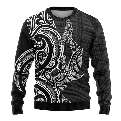 New Zealand Hammerhead Shark Ugly Christmas Sweater Maori Haehae Mangopare Black - Aussie Hoodie