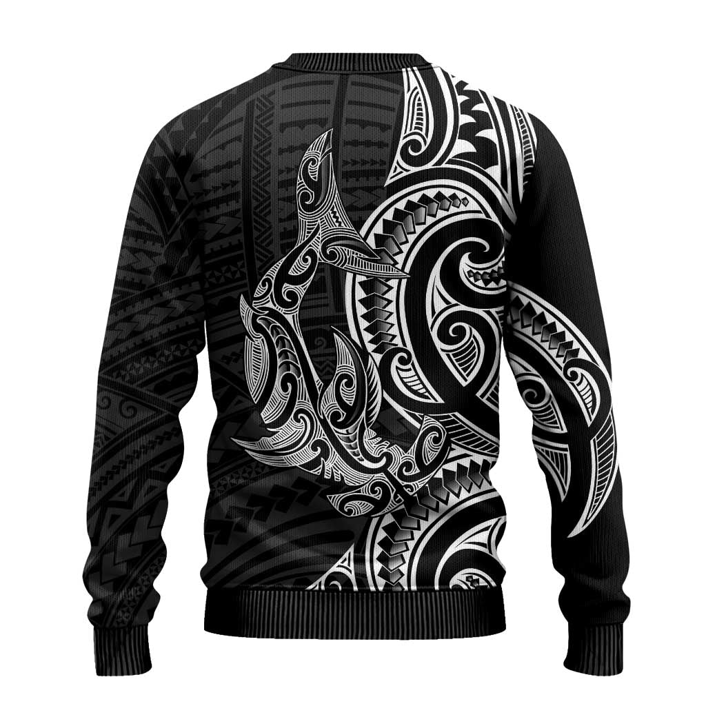 New Zealand Hammerhead Shark Ugly Christmas Sweater Maori Haehae Mangopare Black - Aussie Hoodie