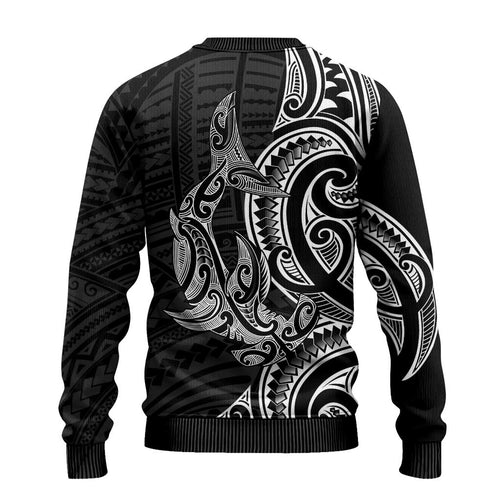 New Zealand Hammerhead Shark Ugly Christmas Sweater Maori Haehae Mangopare Black - Aussie Hoodie