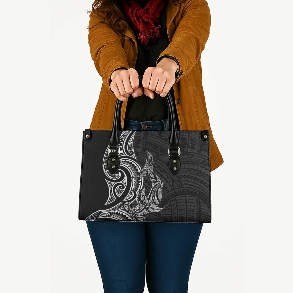 New Zealand Hammerhead Shark Leather Bag Maori Haehae Mangopare Black - Aussie Hoodie
