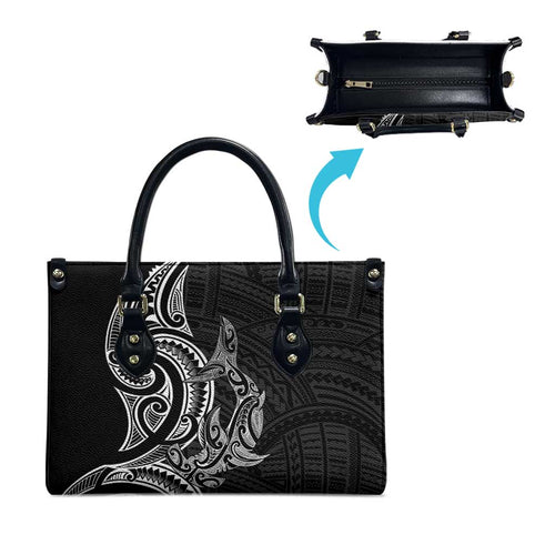 New Zealand Hammerhead Shark Leather Bag Maori Haehae Mangopare Black - Aussie Hoodie