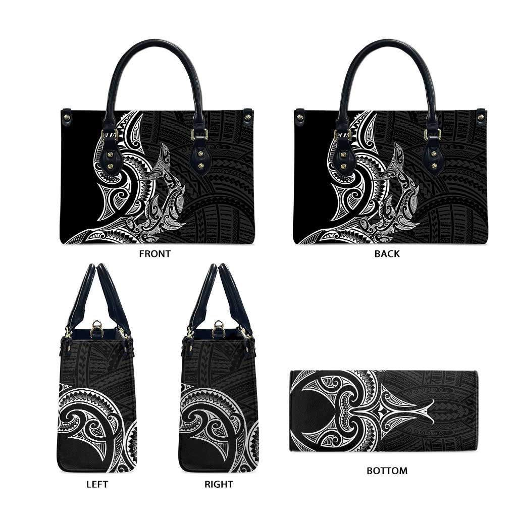 New Zealand Hammerhead Shark Leather Bag Maori Haehae Mangopare Black - Aussie Hoodie