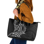 New Zealand Hammerhead Shark Leather Tote Bag Maori Haehae Mangopare Black - Aussie Hoodie