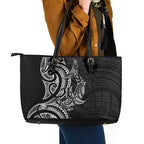 New Zealand Hammerhead Shark Leather Tote Bag Maori Haehae Mangopare Black - Aussie Hoodie