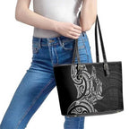 New Zealand Hammerhead Shark Leather Tote Bag Maori Haehae Mangopare Black - Aussie Hoodie