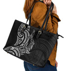 New Zealand Hammerhead Shark Leather Tote Bag Maori Haehae Mangopare Black - Aussie Hoodie
