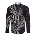 New Zealand Hammerhead Shark Long Sleeve Button Shirt Maori Haehae Mangopare Black - Aussie Hoodie