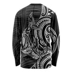 New Zealand Hammerhead Shark Long Sleeve Shirt Maori Haehae Mangopare Black - Aussie Hoodie