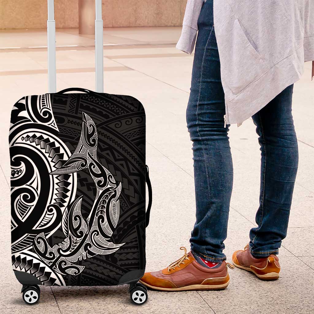 New Zealand Hammerhead Shark Luggage Cover Maori Haehae Mangopare Black - Aussie Hoodie
