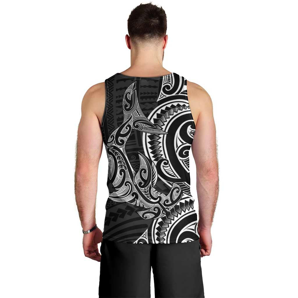 New Zealand Hammerhead Shark Men Tank Top Maori Haehae Mangopare Black - Aussie Hoodie