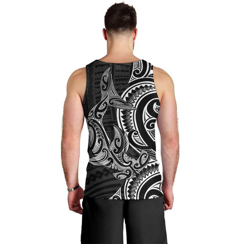 New Zealand Hammerhead Shark Men Tank Top Maori Haehae Mangopare Black - Aussie Hoodie
