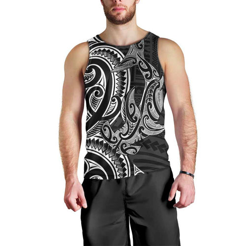 New Zealand Hammerhead Shark Men Tank Top Maori Haehae Mangopare Black - Aussie Hoodie