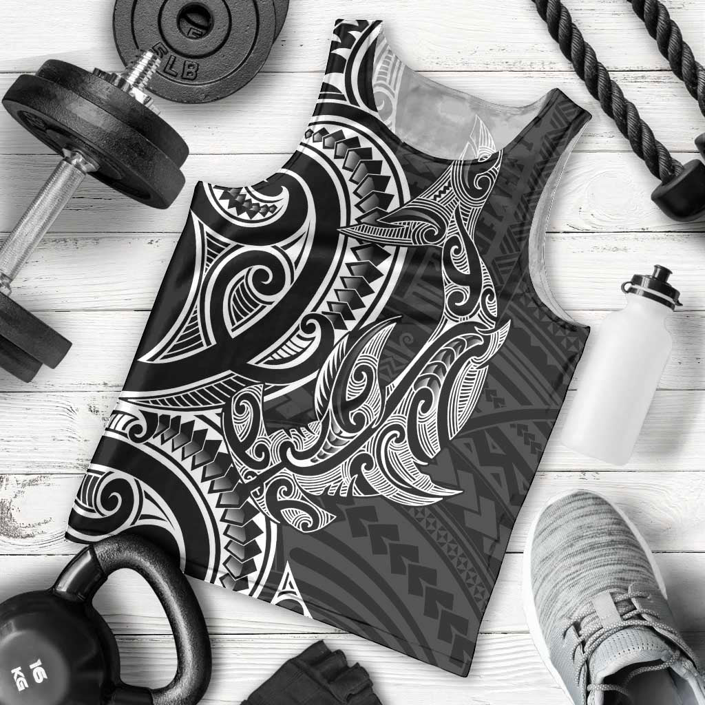 New Zealand Hammerhead Shark Men Tank Top Maori Haehae Mangopare Black - Aussie Hoodie