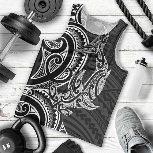 New Zealand Hammerhead Shark Men Tank Top Maori Haehae Mangopare Black - Aussie Hoodie