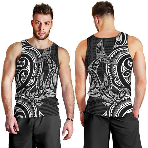 New Zealand Hammerhead Shark Men Tank Top Maori Haehae Mangopare Black - Aussie Hoodie