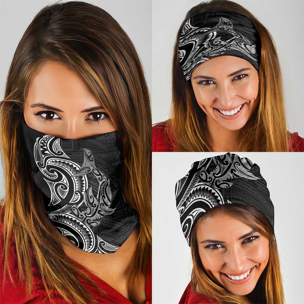 New Zealand Hammerhead Shark Neck Gaiter Maori Haehae Mangopare Black - Aussie Hoodie