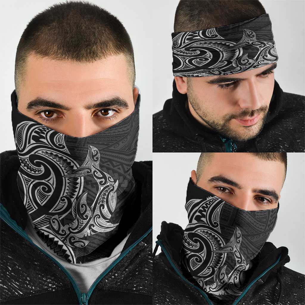 New Zealand Hammerhead Shark Neck Gaiter Maori Haehae Mangopare Black - Aussie Hoodie
