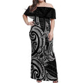 New Zealand Hammerhead Shark Off Shoulder Maxi Dress Maori Haehae Mangopare Black - Aussie Hoodie