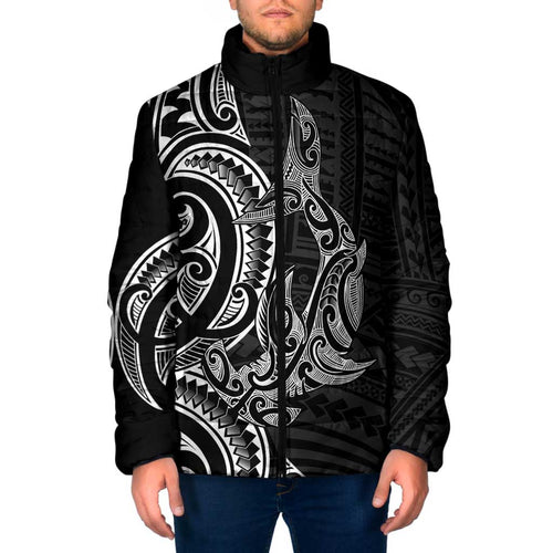 New Zealand Hammerhead Shark Padded Jacket Maori Haehae Mangopare Black - Aussie Hoodie