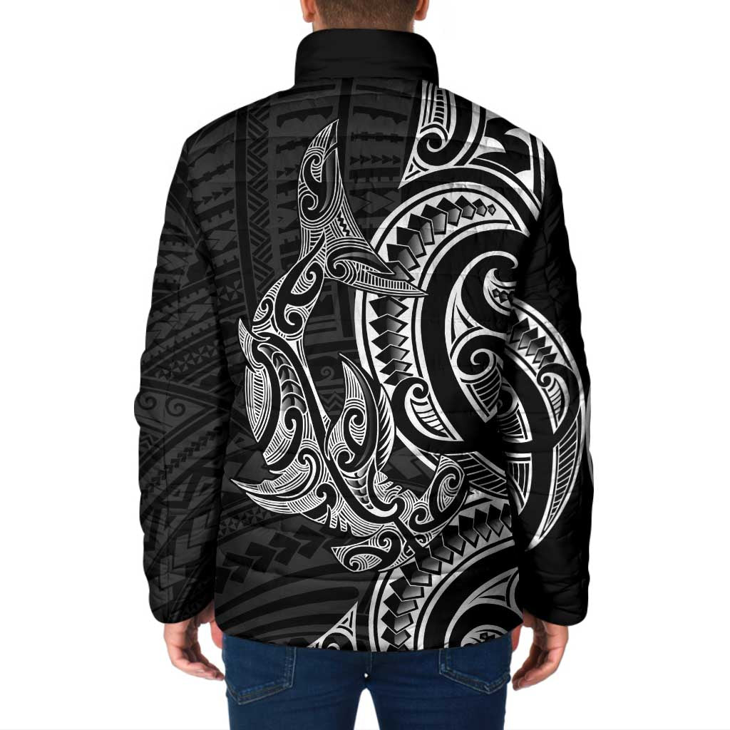 New Zealand Hammerhead Shark Padded Jacket Maori Haehae Mangopare Black - Aussie Hoodie