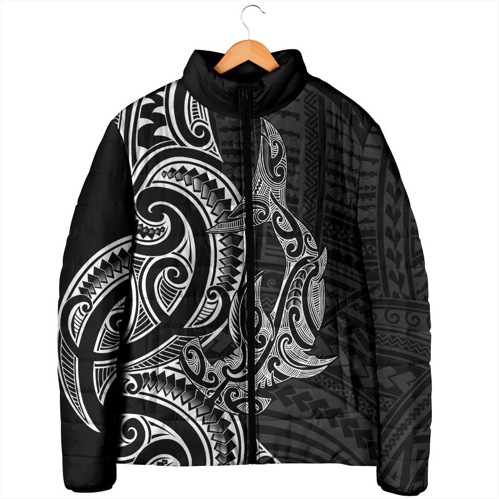New Zealand Hammerhead Shark Padded Jacket Maori Haehae Mangopare Black - Aussie Hoodie