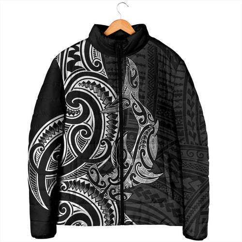 New Zealand Hammerhead Shark Padded Jacket Maori Haehae Mangopare Black - Aussie Hoodie