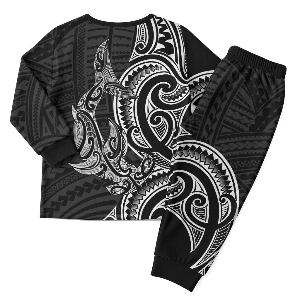 New Zealand Hammerhead Shark Christmas Pajama Set Maori Haehae Mangopare Black - Aussie Hoodie