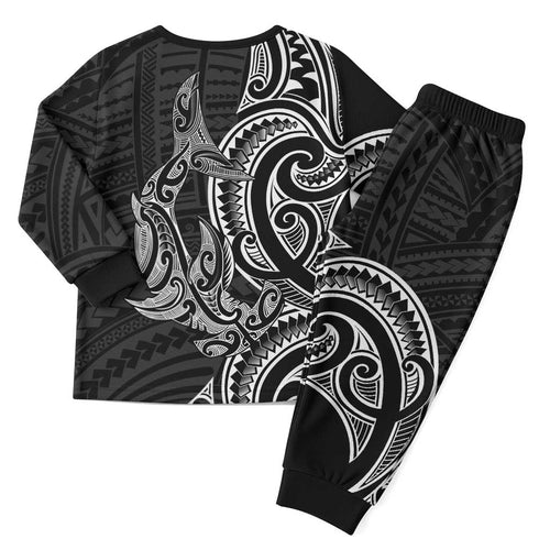 New Zealand Hammerhead Shark Christmas Pajama Set Maori Haehae Mangopare Black - Aussie Hoodie