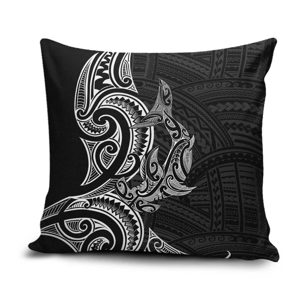 New Zealand Hammerhead Shark Pillow Cover Maori Haehae Mangopare Black - Aussie Hoodie