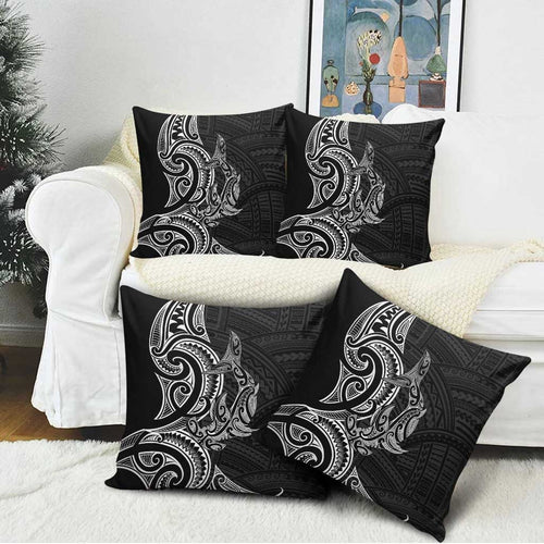 New Zealand Hammerhead Shark Pillow Cover Maori Haehae Mangopare Black - Aussie Hoodie
