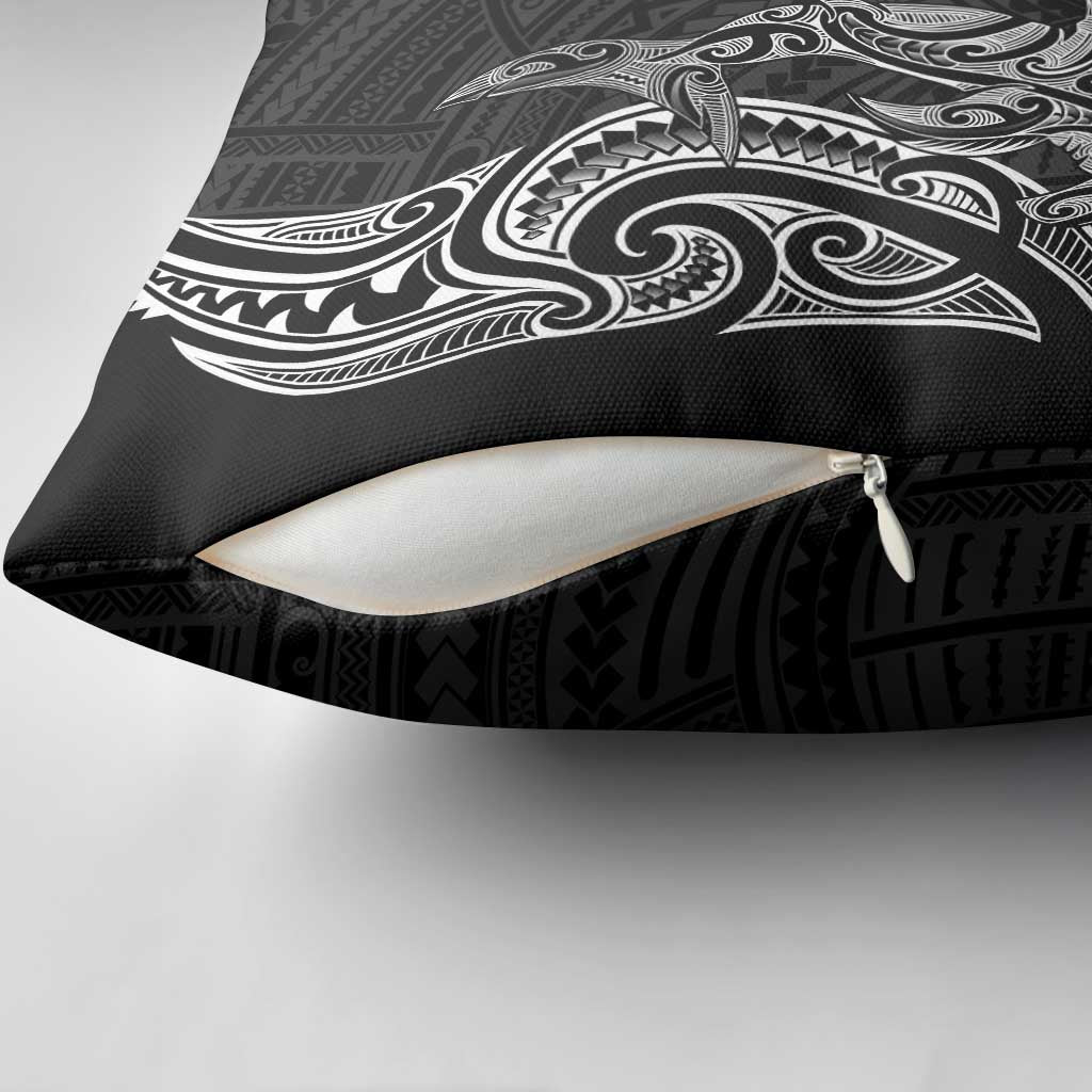 New Zealand Hammerhead Shark Pillow Cover Maori Haehae Mangopare Black - Aussie Hoodie