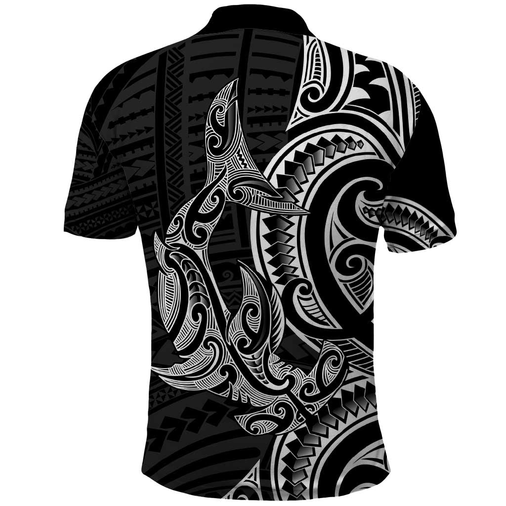New Zealand Hammerhead Shark Polo Shirt Maori Haehae Mangopare Black - Aussie Hoodie