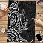 New Zealand Hammerhead Shark Puzzle Maori Haehae Mangopare Black - Aussie Hoodie