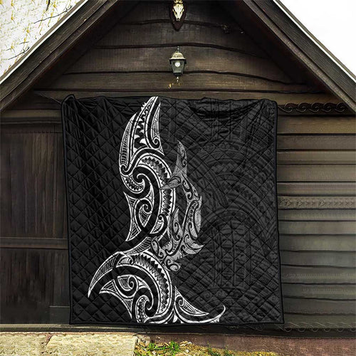 New Zealand Hammerhead Shark Quilt Maori Haehae Mangopare Black - Aussie Hoodie