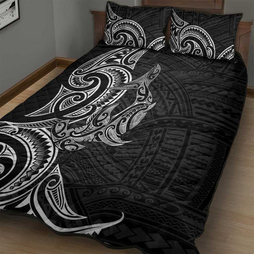 New Zealand Hammerhead Shark Quilt Bed Set Maori Haehae Mangopare Black - Aussie Hoodie