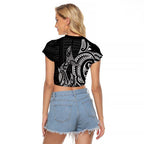 New Zealand Hammerhead Shark Raglan Cropped T Shirt Maori Haehae Mangopare Black - Aussie Hoodie