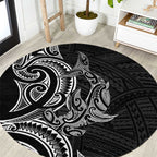 New Zealand Hammerhead Shark Round Carpet Maori Haehae Mangopare Black - Aussie Hoodie