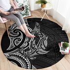 New Zealand Hammerhead Shark Round Carpet Maori Haehae Mangopare Black - Aussie Hoodie