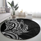 New Zealand Hammerhead Shark Round Carpet Maori Haehae Mangopare Black - Aussie Hoodie