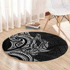 New Zealand Hammerhead Shark Round Carpet Maori Haehae Mangopare Black - Aussie Hoodie