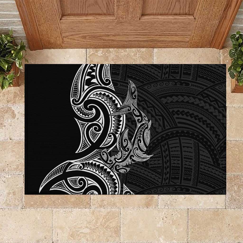 New Zealand Hammerhead Shark Rubber Doormat Maori Haehae Mangopare Black - Aussie Hoodie