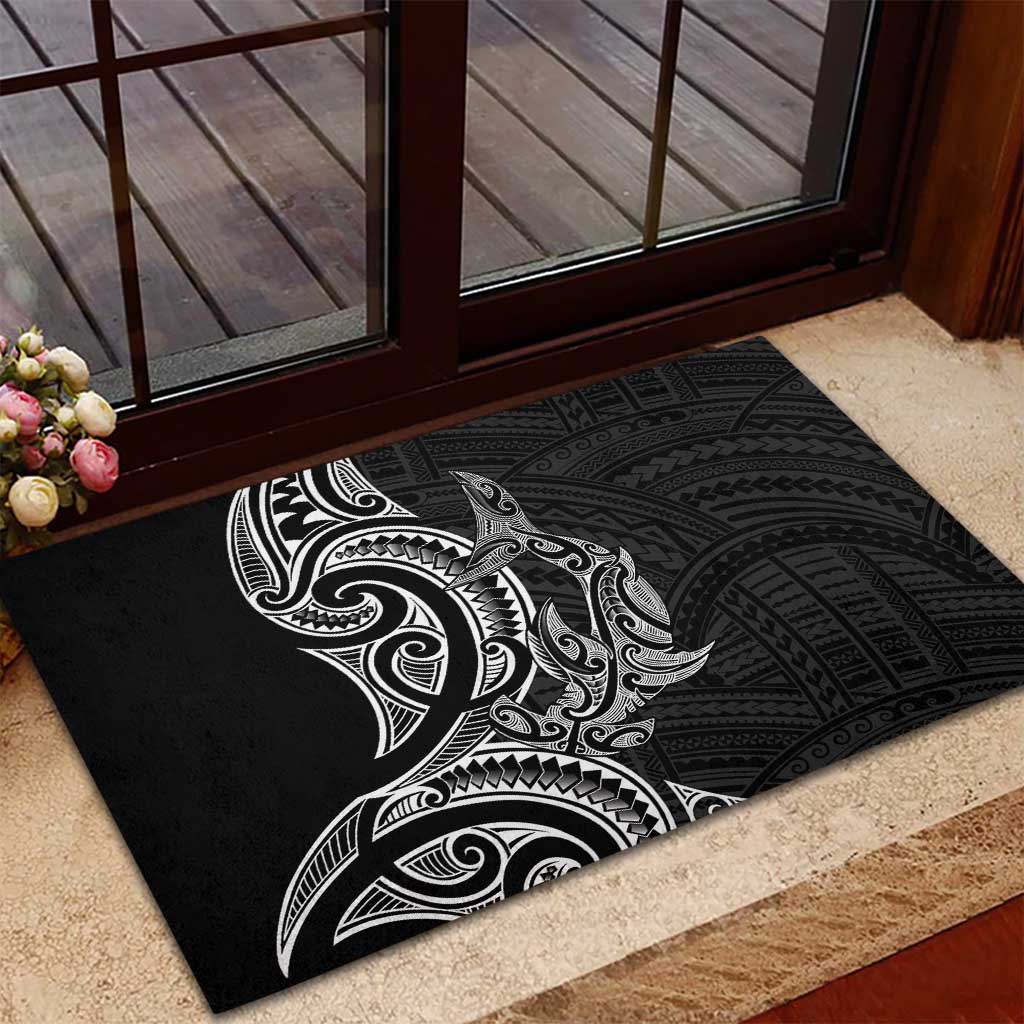 New Zealand Hammerhead Shark Rubber Doormat Maori Haehae Mangopare Black - Aussie Hoodie