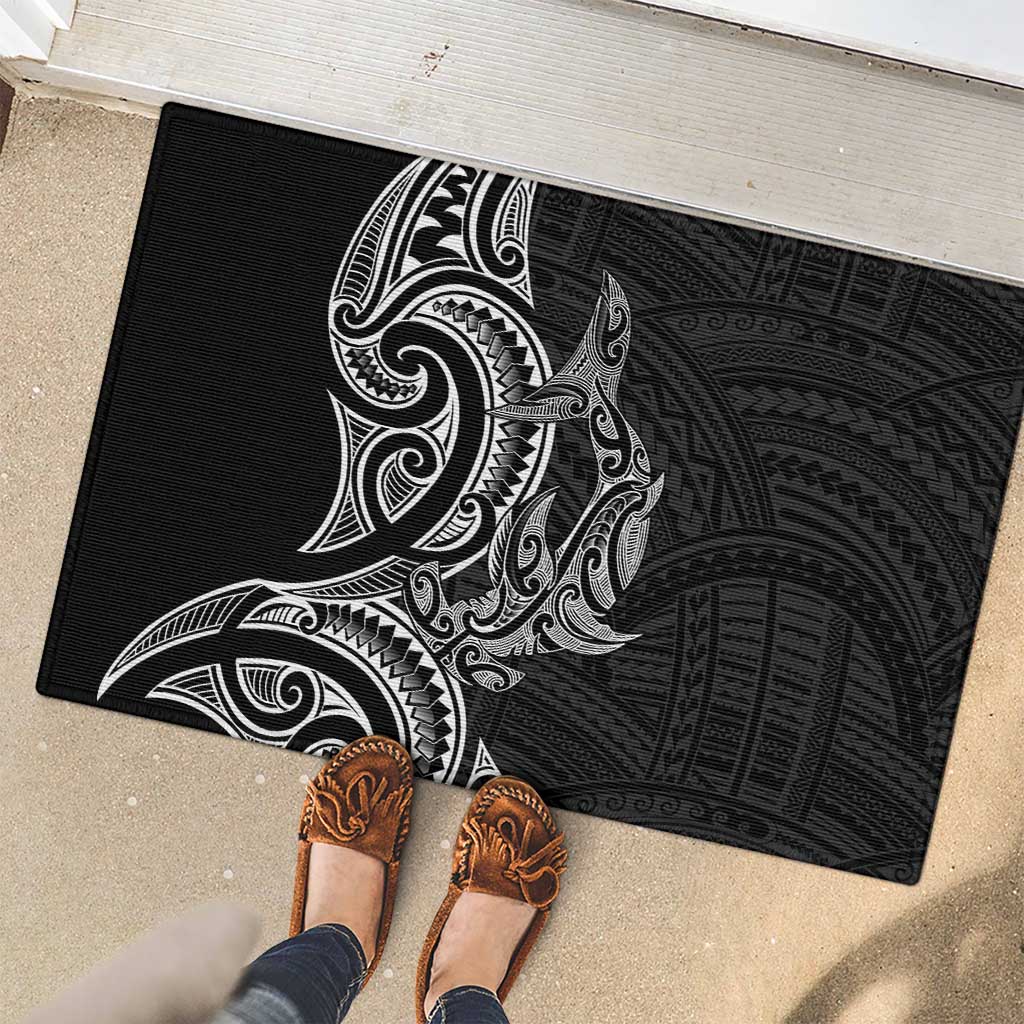 New Zealand Hammerhead Shark Rubber Doormat Maori Haehae Mangopare Black - Aussie Hoodie