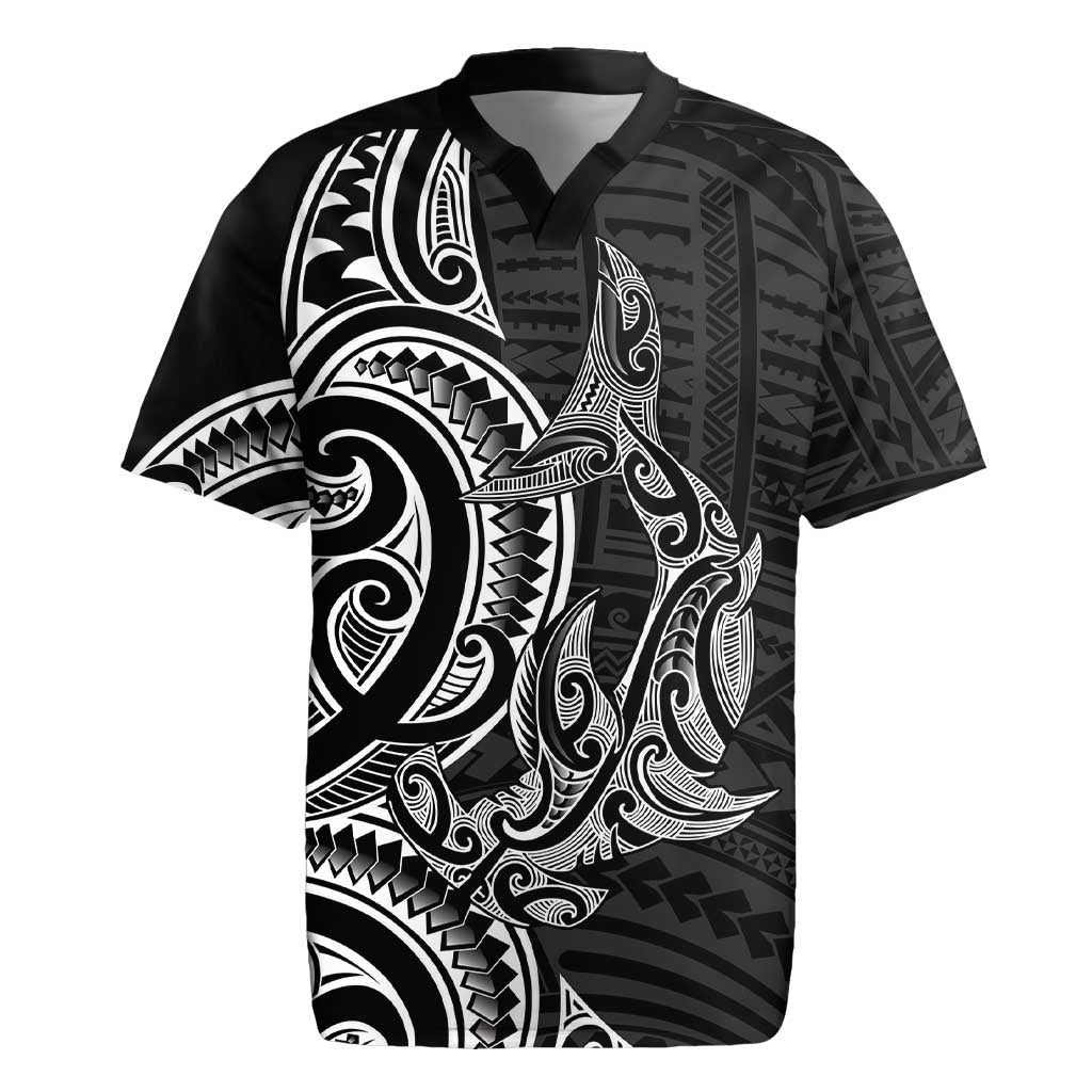 New Zealand Hammerhead Shark Rugby Jersey Maori Haehae Mangopare Black - Aussie Hoodie