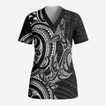 New Zealand Hammerhead Shark Scrub Top Maori Haehae Mangopare Black - Aussie Hoodie