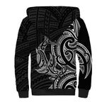 New Zealand Hammerhead Shark Sherpa Hoodie Maori Haehae Mangopare Black - Aussie Hoodie