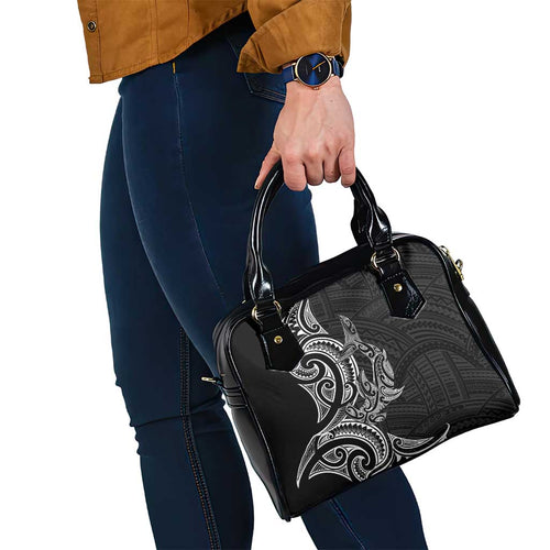New Zealand Hammerhead Shark Shoulder Handbag Maori Haehae Mangopare Black - Aussie Hoodie